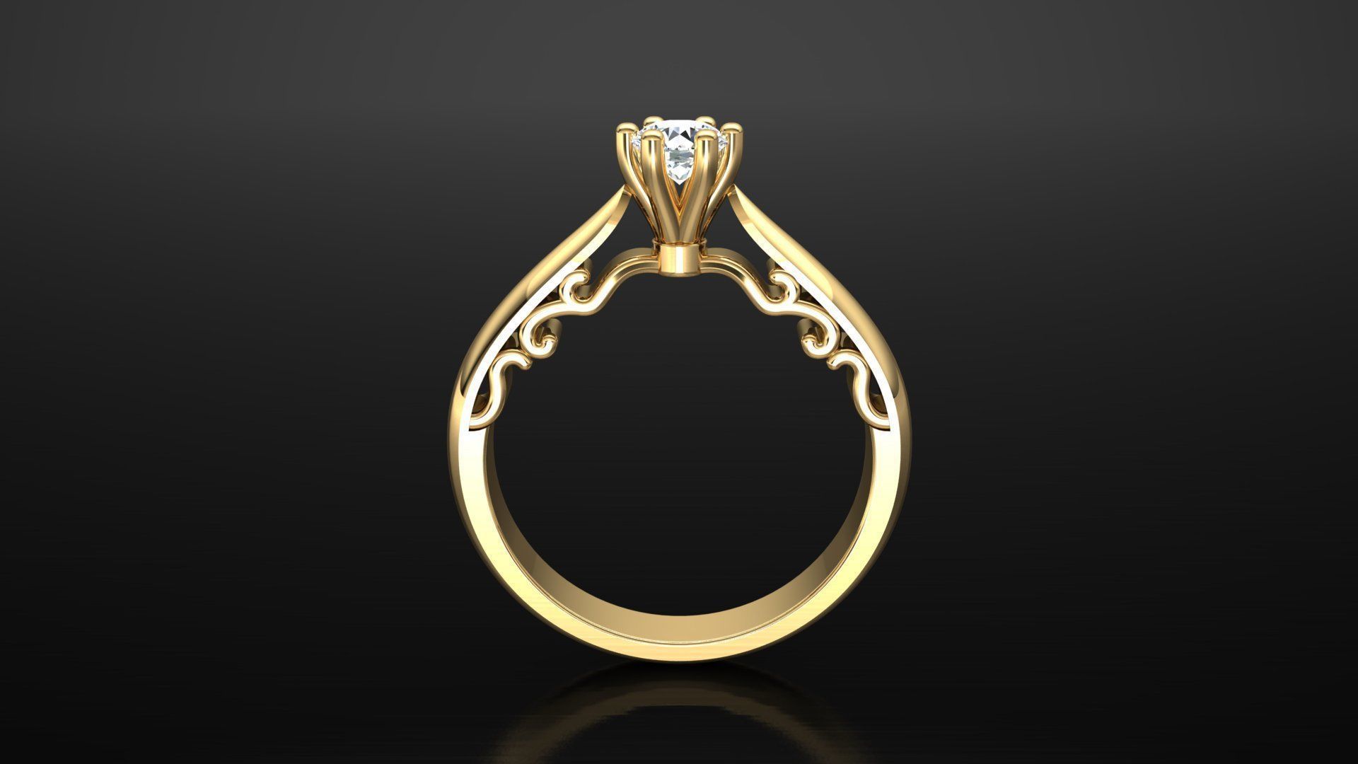 Ring M16 The luxury female ring with gem wedding 3D print model_1