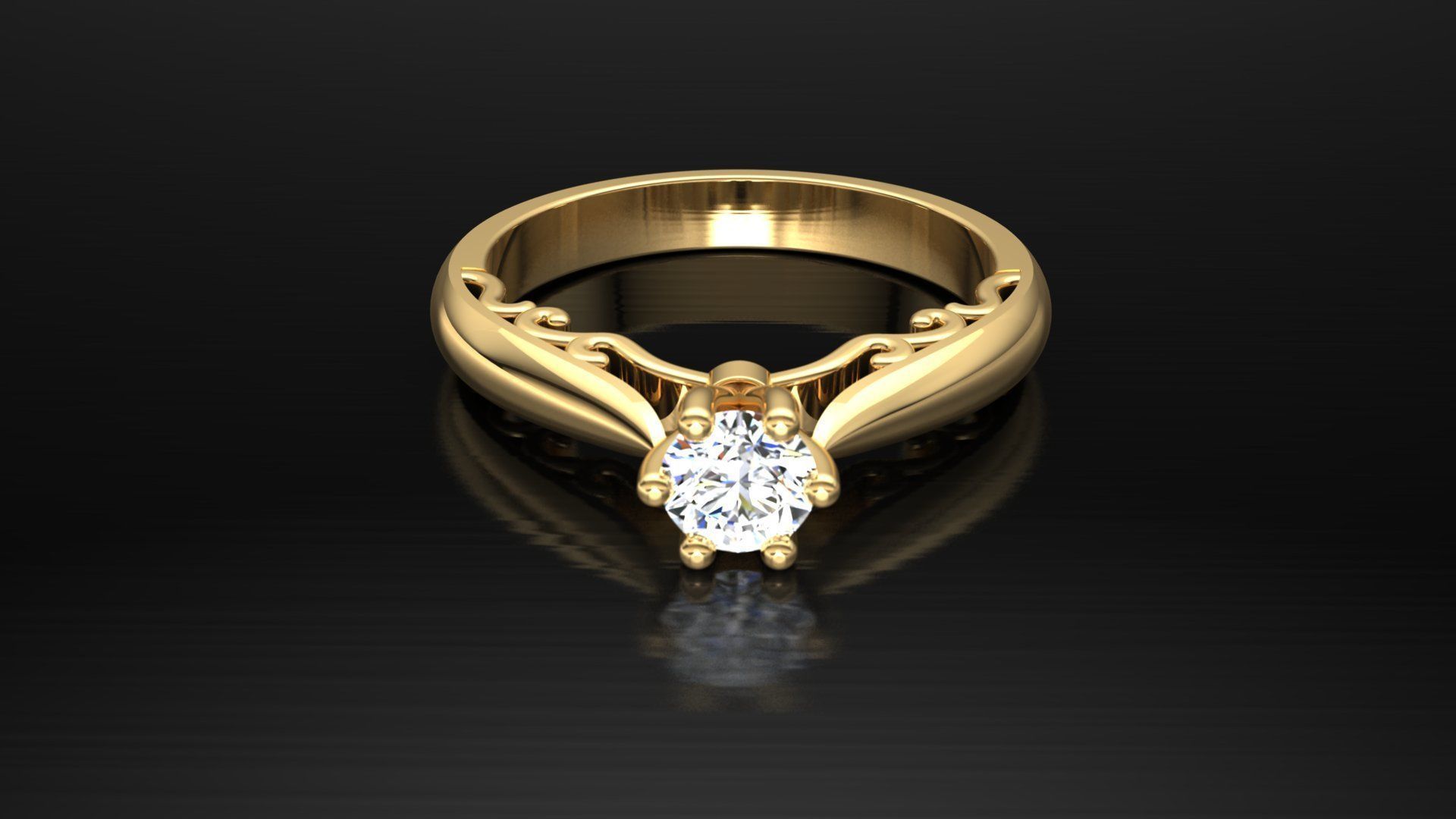 Ring M16 The luxury female ring with gem wedding 3D print model_3