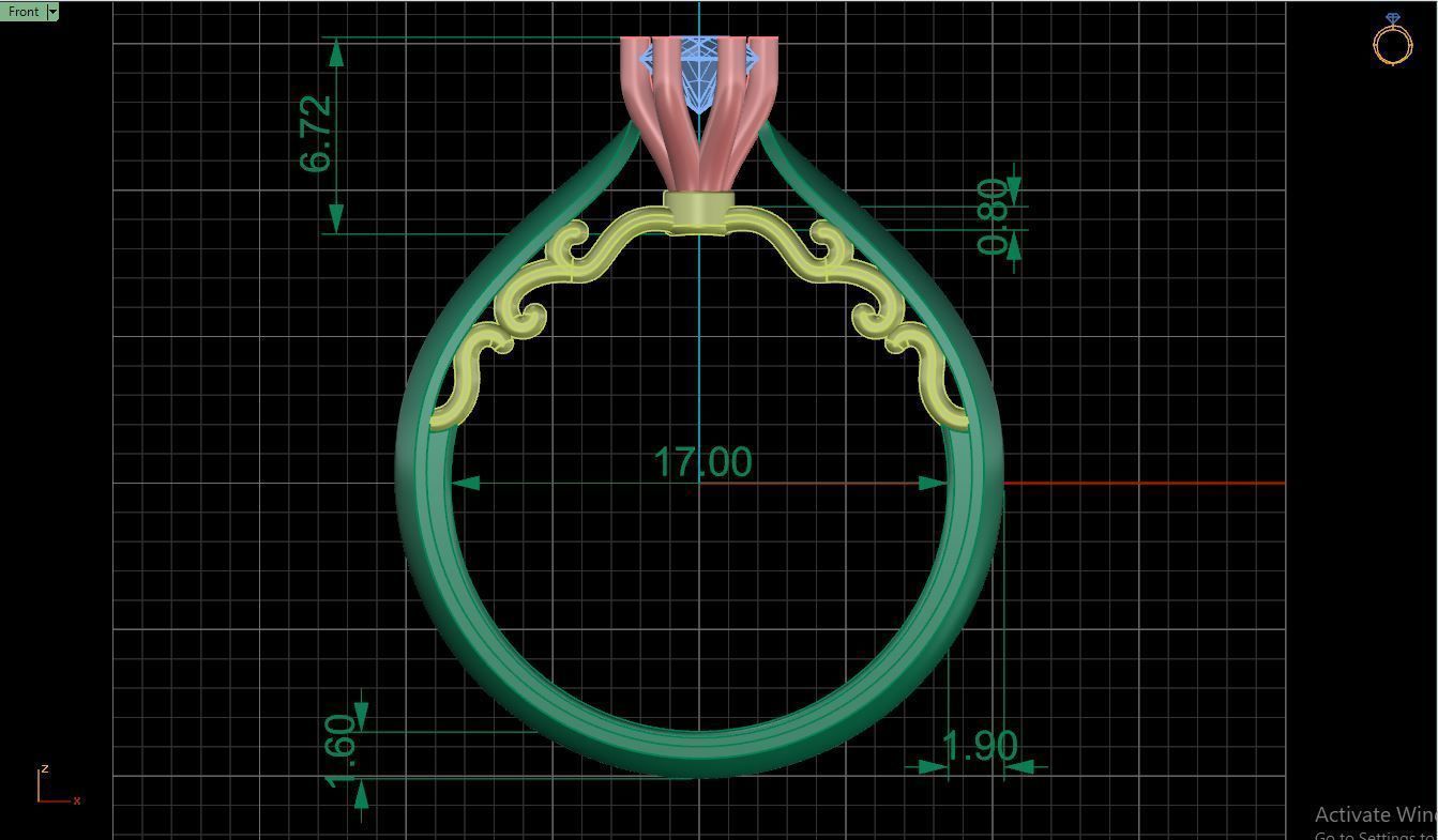 Ring M16 The luxury female ring with gem wedding 3D print model_13