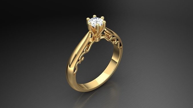 Ring M16 The luxury female ring with gem wedding 3D print model
