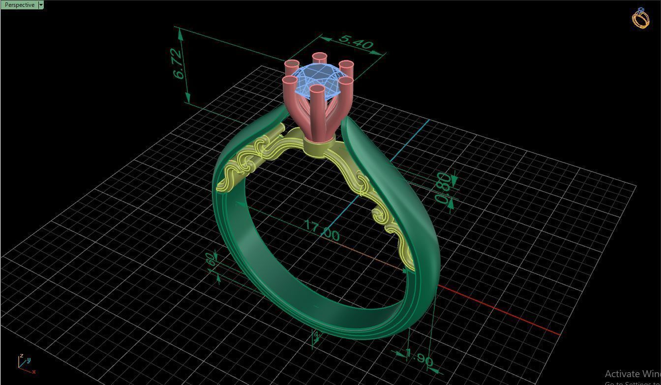 Ring M16 The luxury female ring with gem wedding 3D print model_17