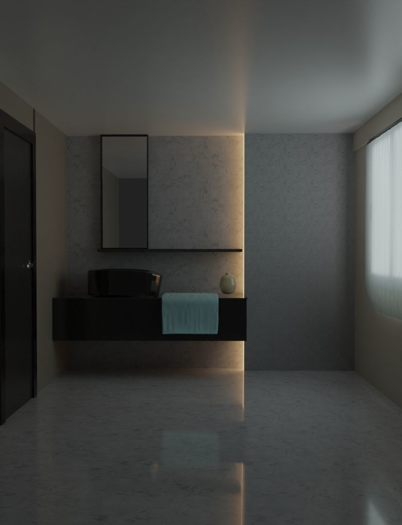 Bathroom Interior High Quality Cycles Rendering Smooth Low-poly 3D model_1