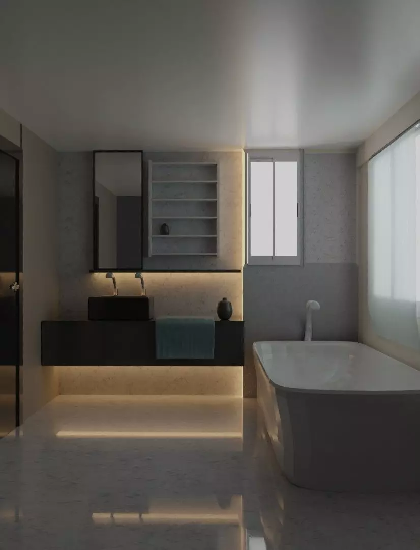 Bathroom Interior High Quality Cycles Rendering Smooth Low-poly 3D model_0