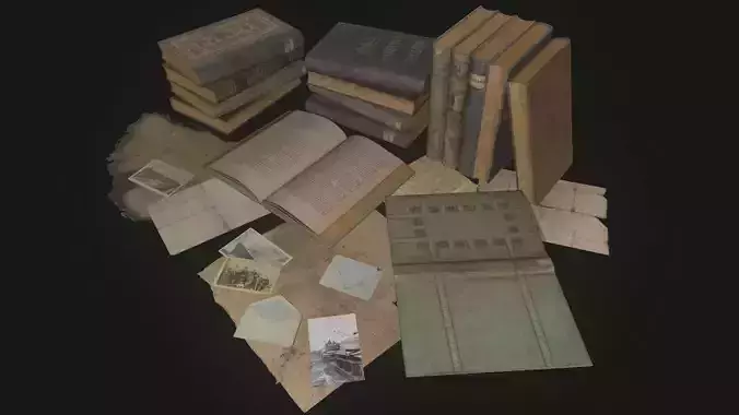 Old Book-Paper-Envelope-Cardboard-Photo - PBR Game Ready Low-poly 3D model