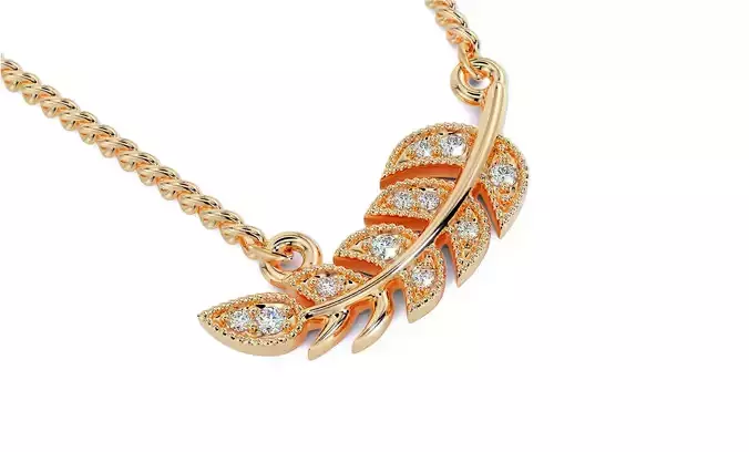 gold  pendant leaf with diamonds
