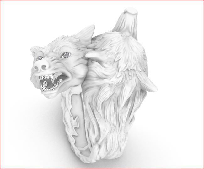 Wolf Ring 3D print model_9