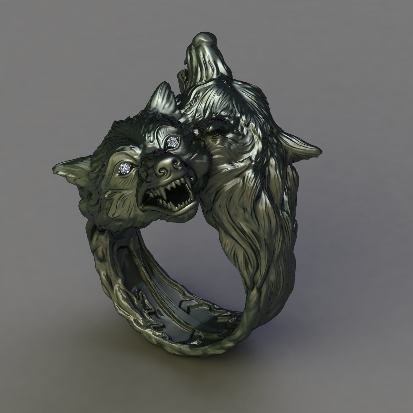 Wolf Ring 3D print model_0