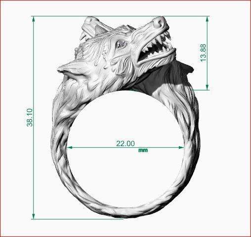 Wolf Ring 3D print model_5