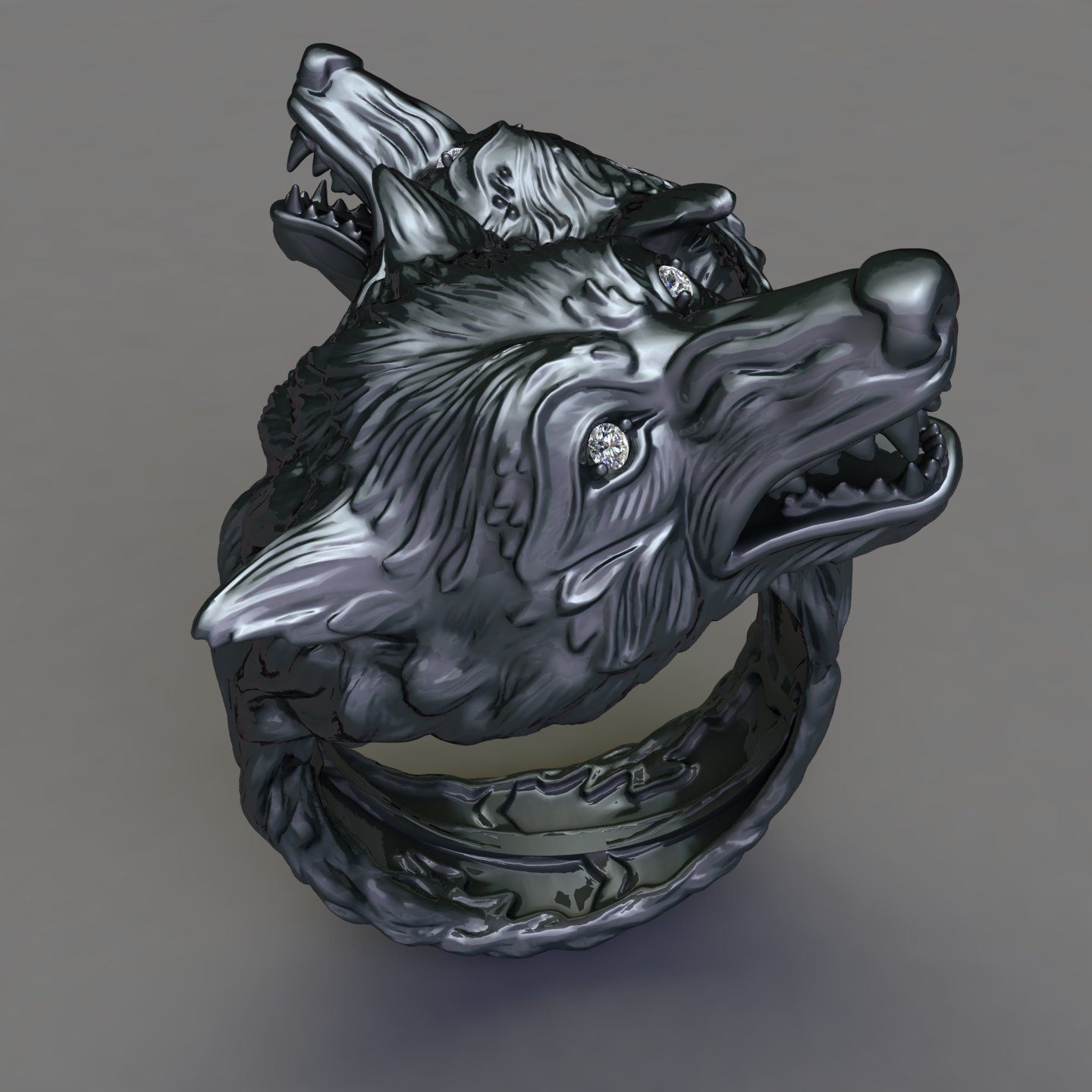 Wolf Ring 3D print model_3