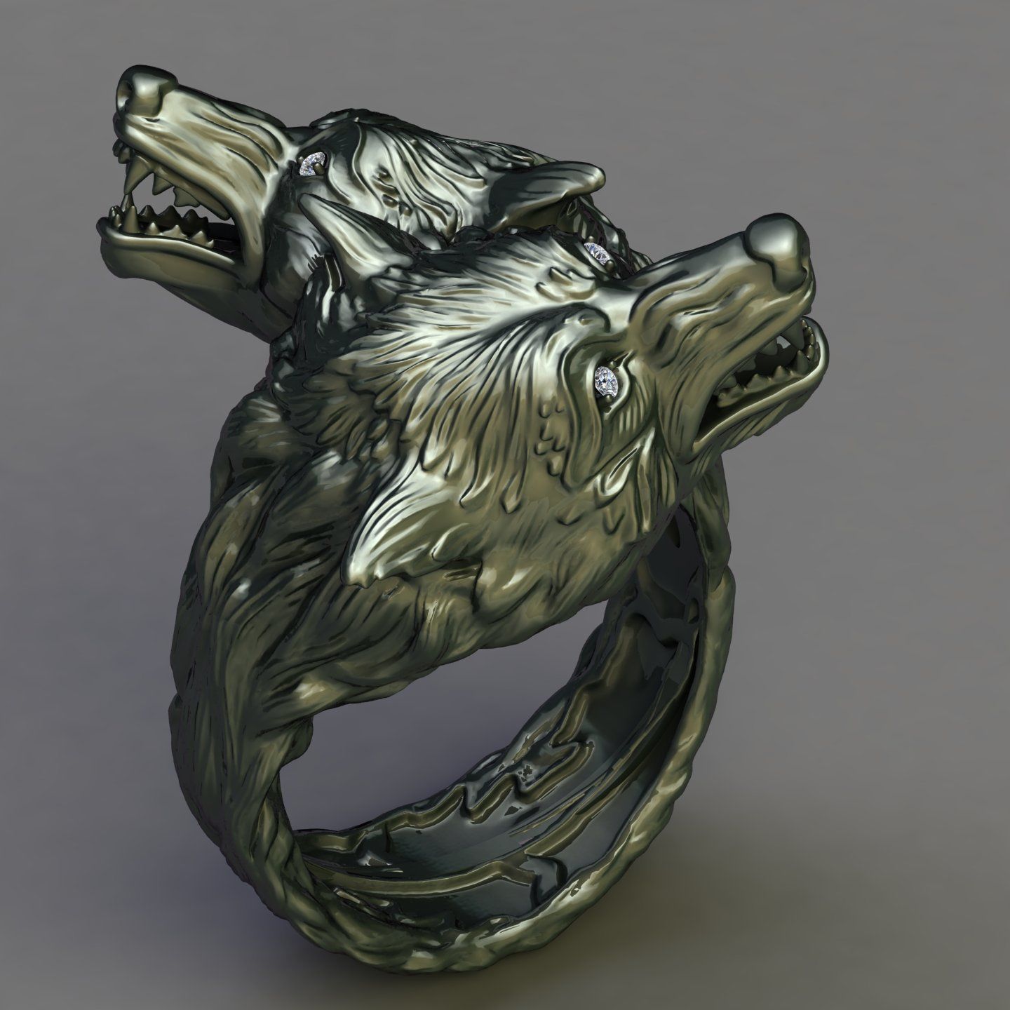 Wolf Ring 3D print model_4