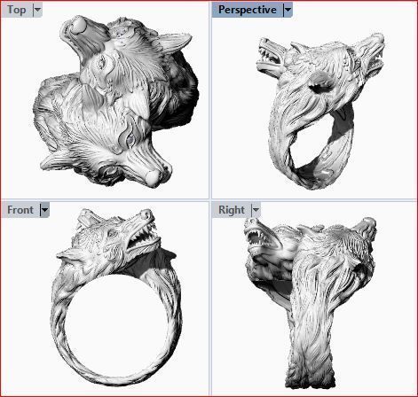 Wolf Ring 3D print model_1