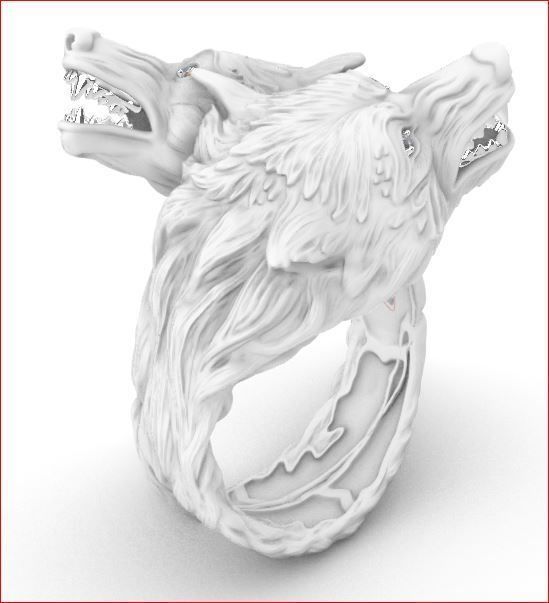 Wolf Ring 3D print model_8
