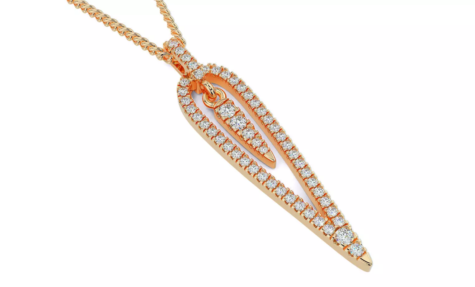gold pendant with diamonds 3D print model