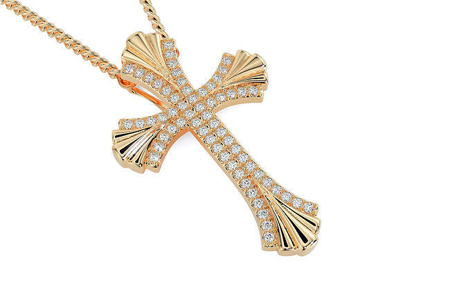 gold cross with diamonds 3D print model