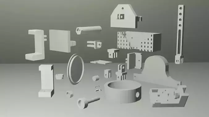 Randome parts for decoration from various 3D printing Projects Low-poly 3D model