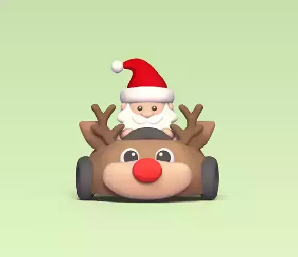 Santa Claus Reindeer Car 3D print model