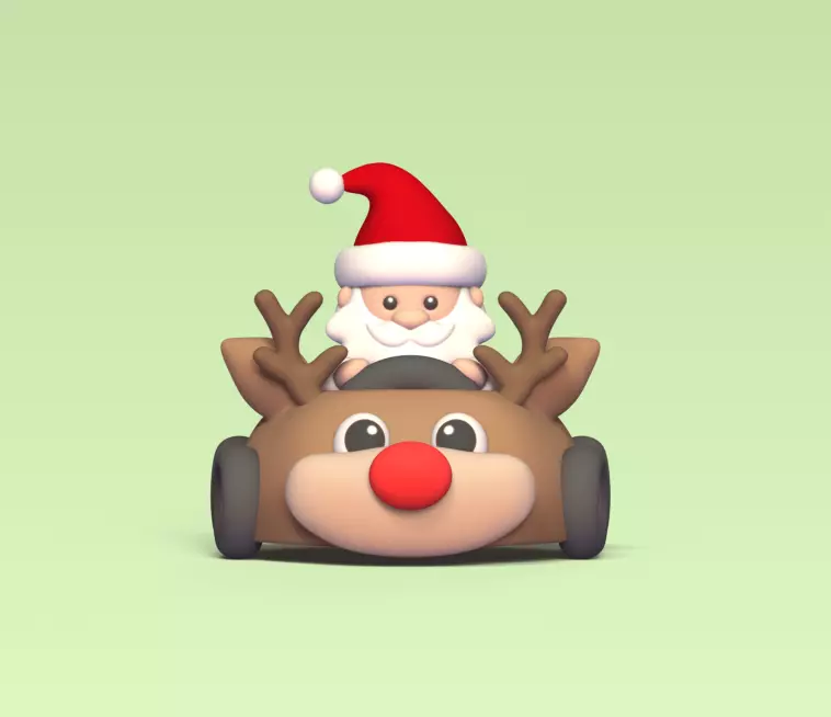 Santa Claus Reindeer Car 3D print model_0