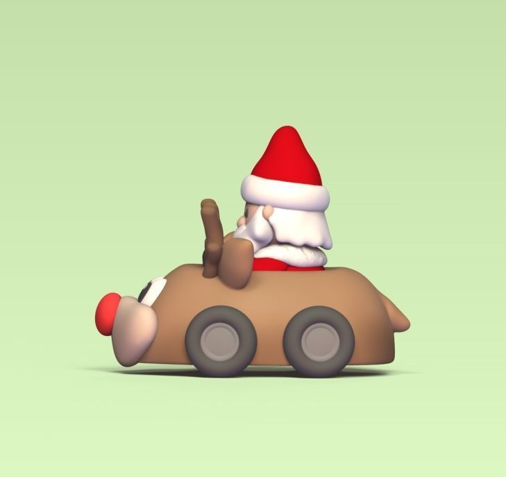 Santa Claus Reindeer Car 3D print model_2