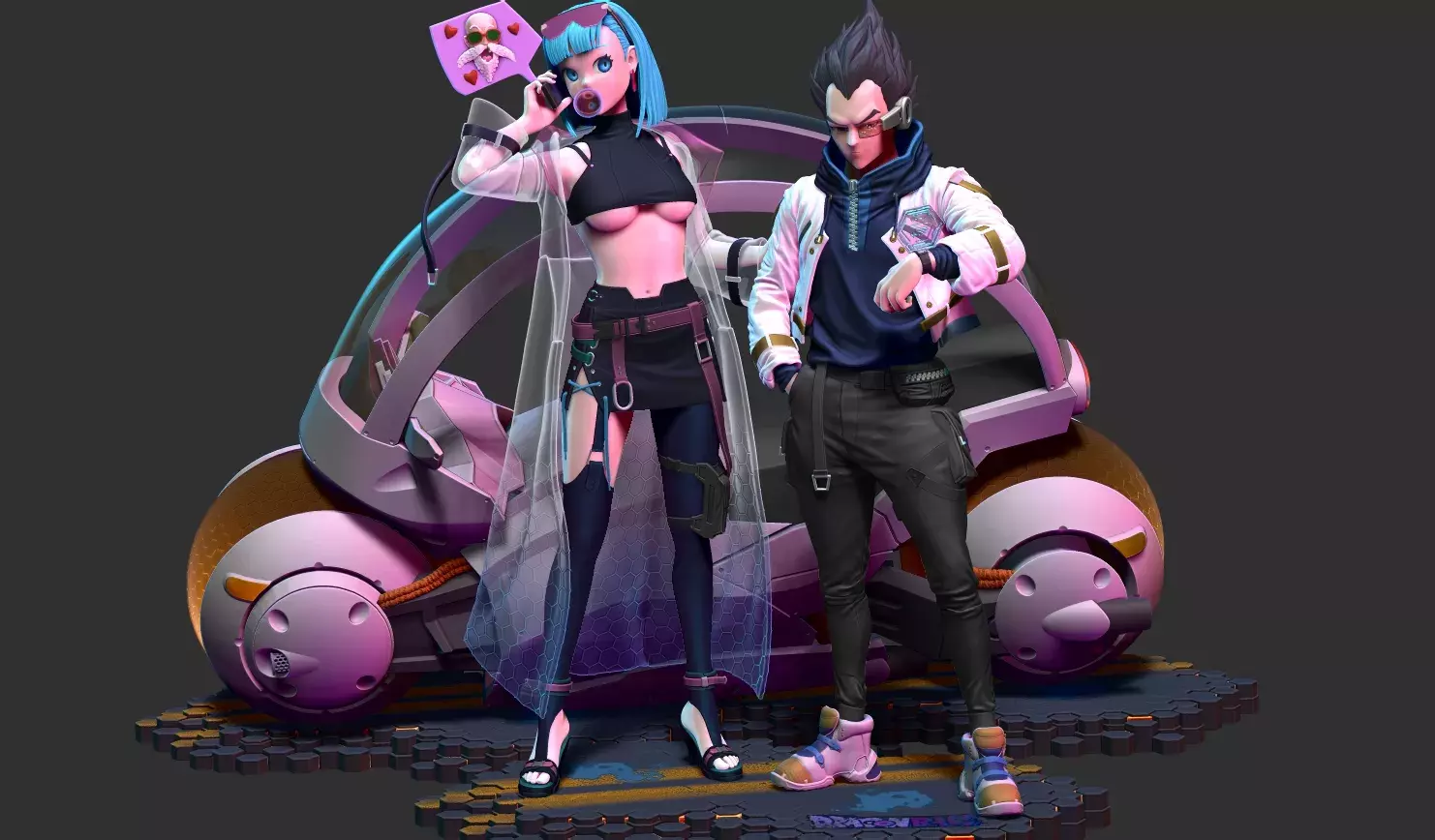 Bulma vs vegeta miniatures 3d model for 3D Printing 3D print model