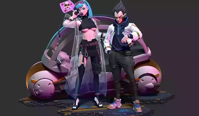 Bulma vs vegeta miniatures 3d model for 3D Printing 3D print model