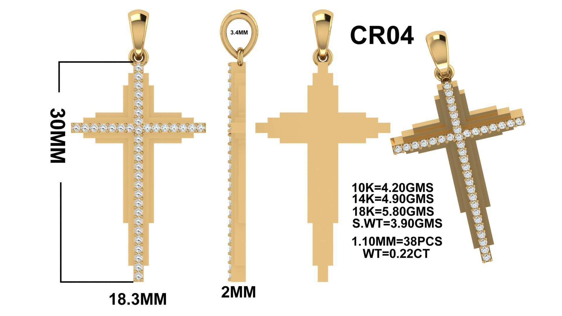 CROSS PENDANT CR04 3D print model_1