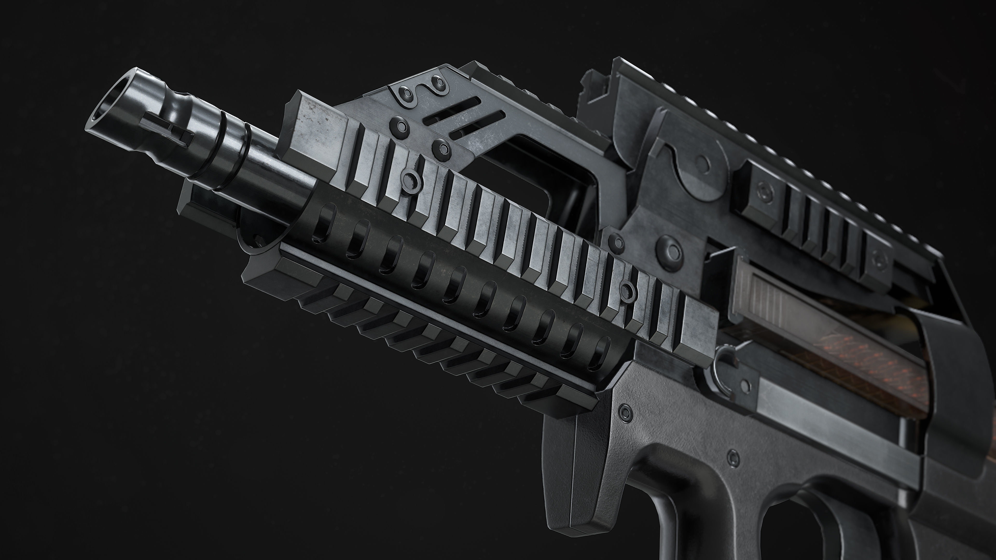 P90 Sub Machine Gun Low-poly 3D model_5