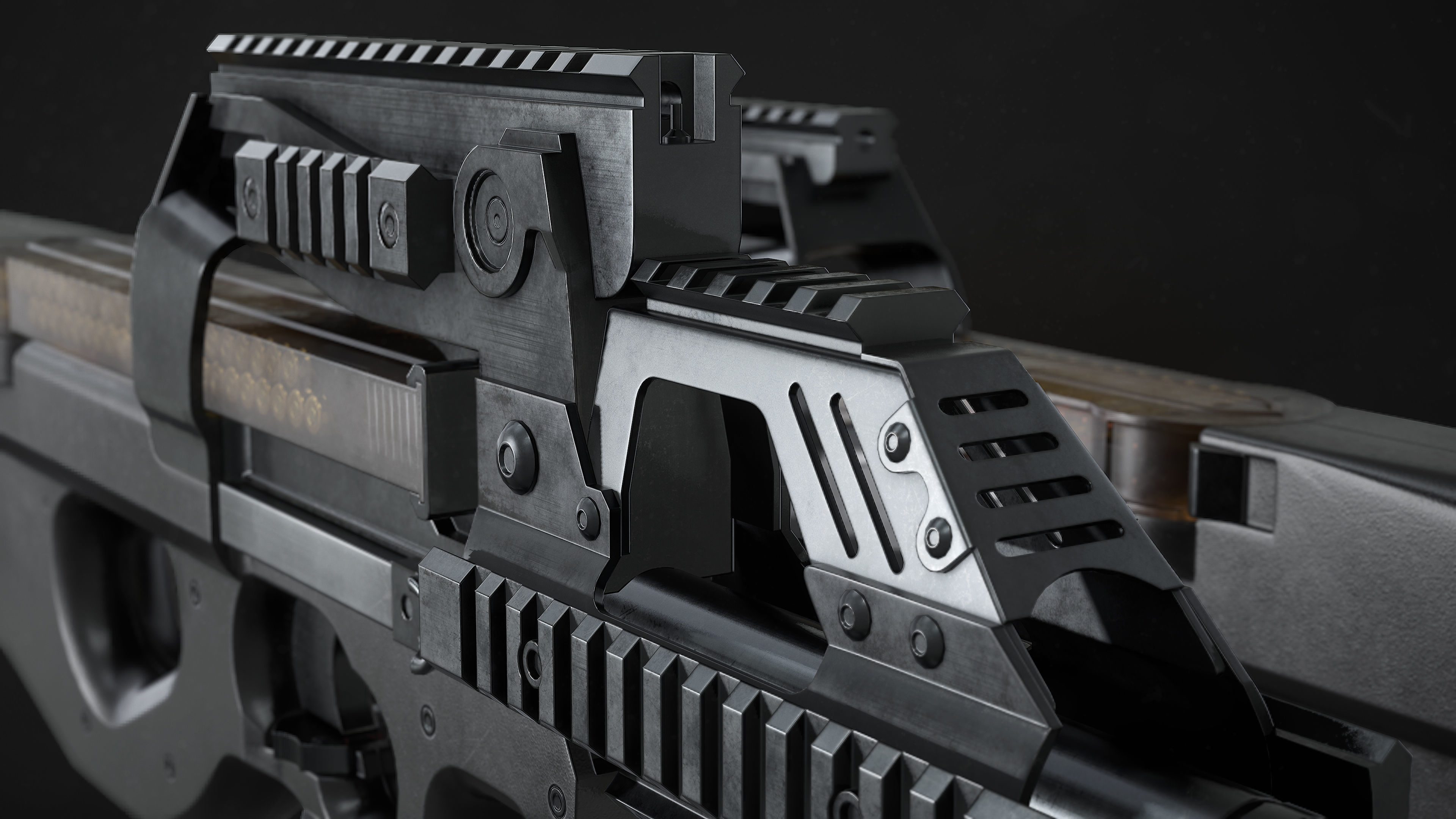 P90 Sub Machine Gun Low-poly 3D model_8