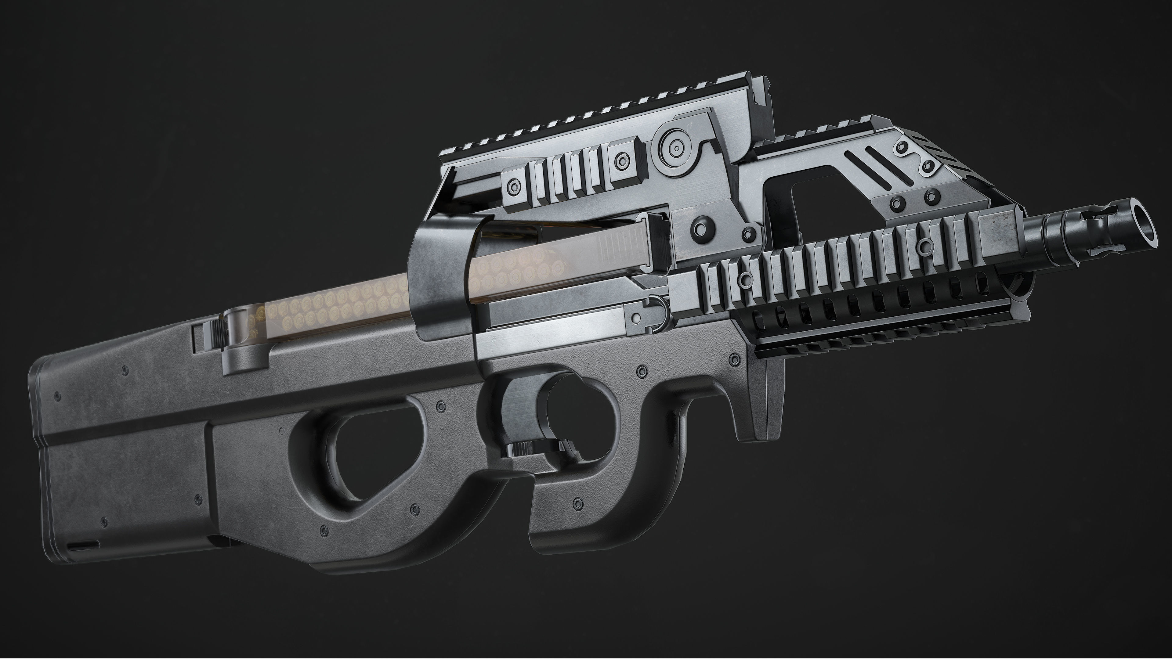 P90 Sub Machine Gun Low-poly 3D model_3