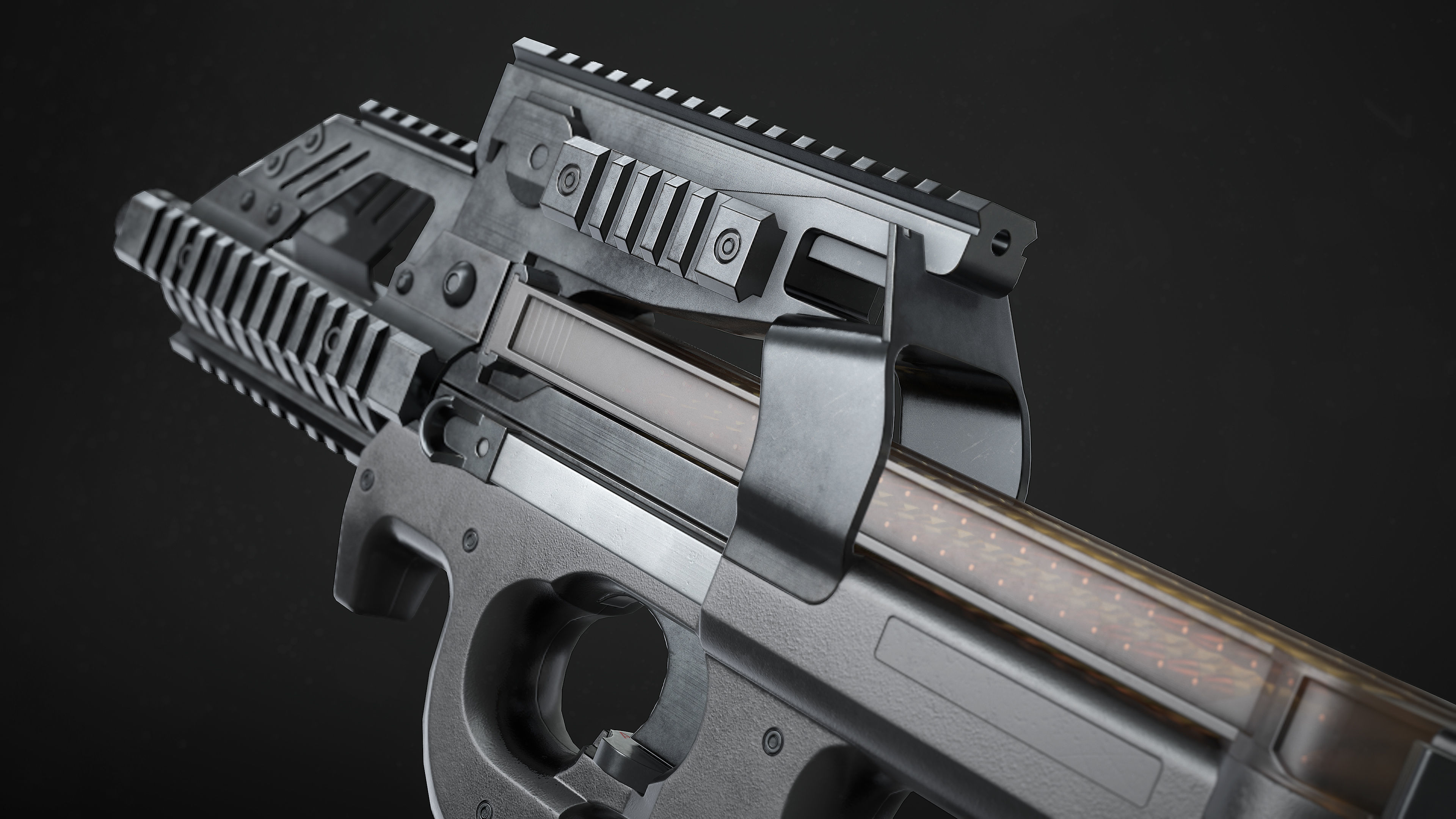 P90 Sub Machine Gun Low-poly 3D model_7