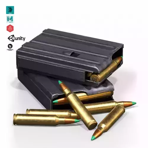 AR-15 Alloy Magazine 10-Round Low-poly 3D model
