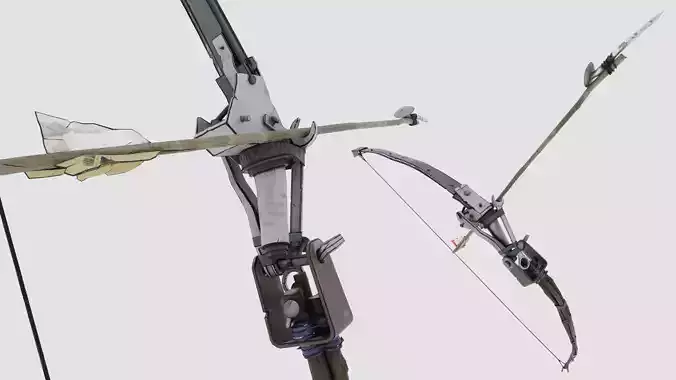 Crafted Bows and Arrows - wood and metal 3D model Low-poly 3D model
