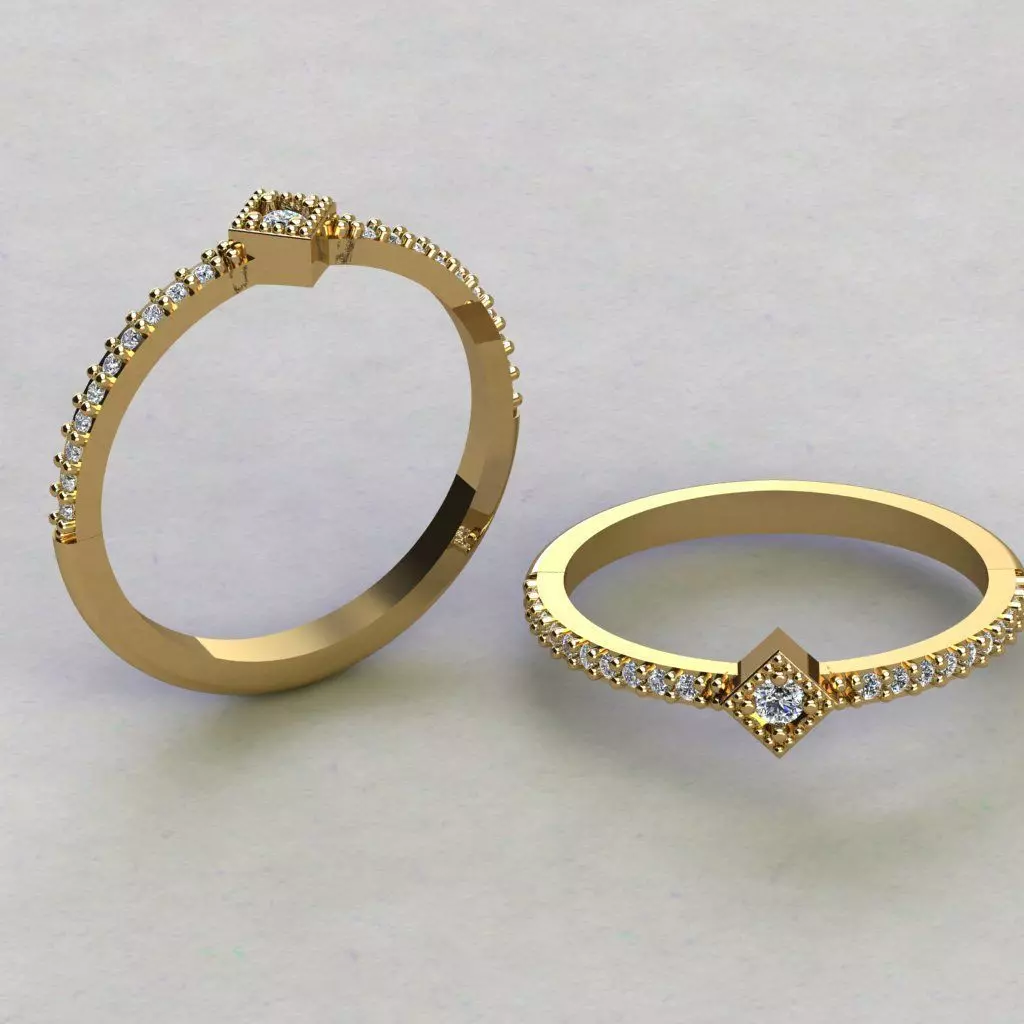 Ring Baguetta 59 3D print model_0