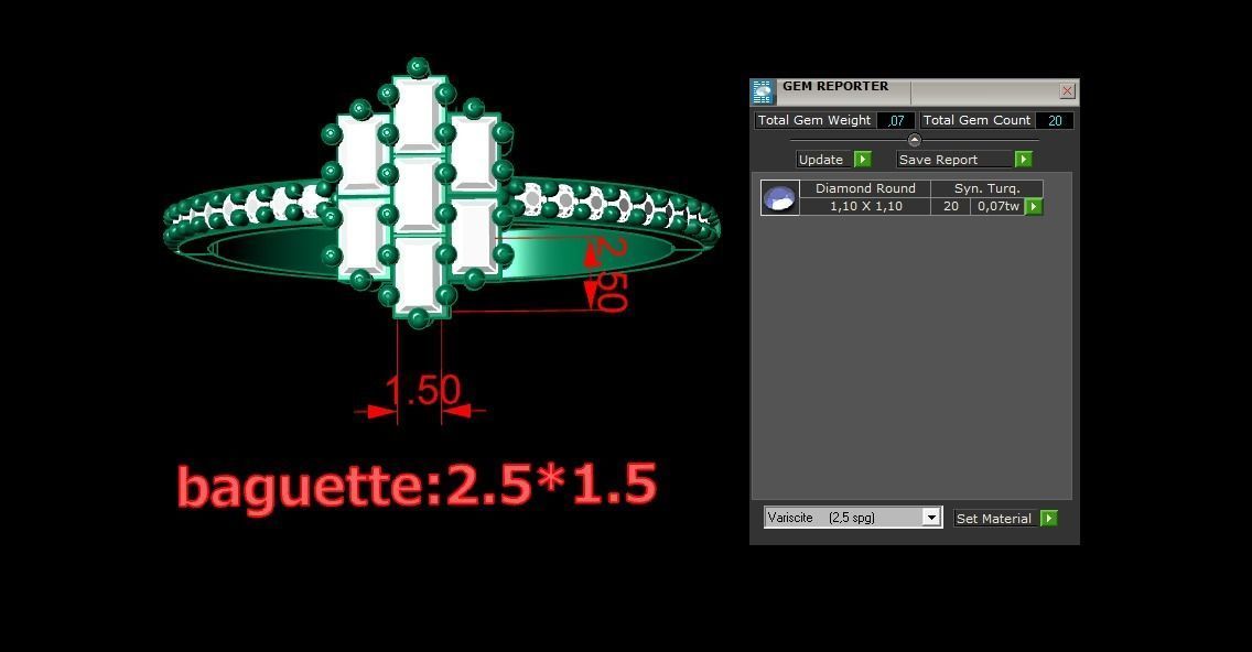 Ring Baguetta 50 3D print model_1