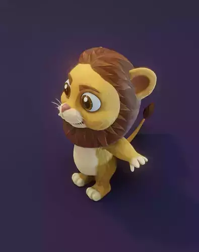 Cartoon Lion Rigged 3D Model Low-poly 3D model
