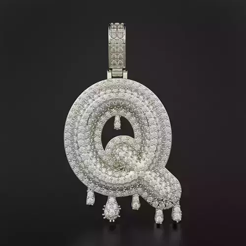Bubble Letter Q with Drip Pendant 3D print model