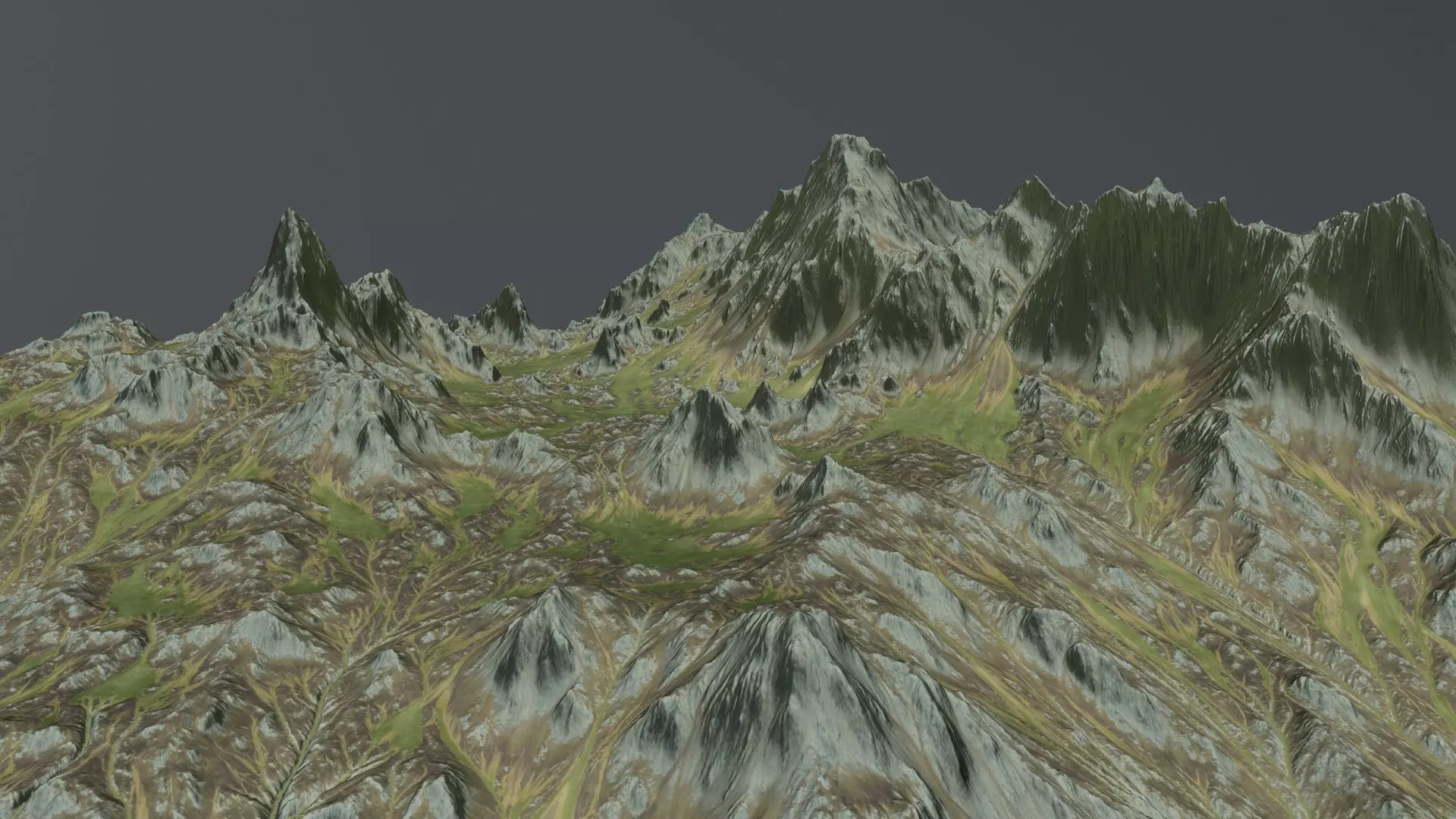 Terrain mountain Low-poly 3D model_0