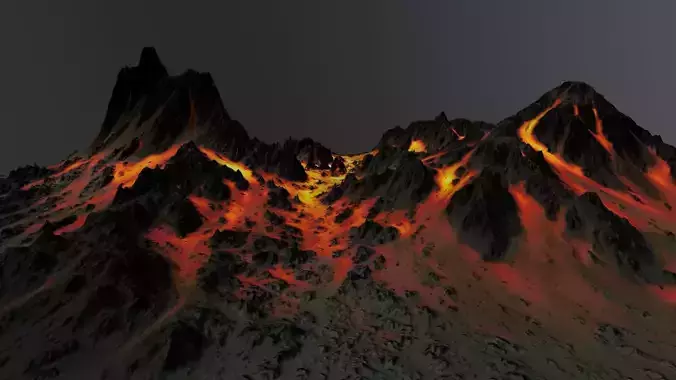 Volcano Terrain Low-poly 3D model