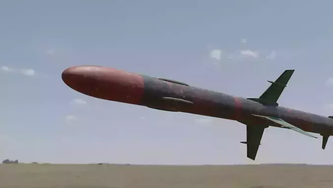 Missile 3D model flying in sky