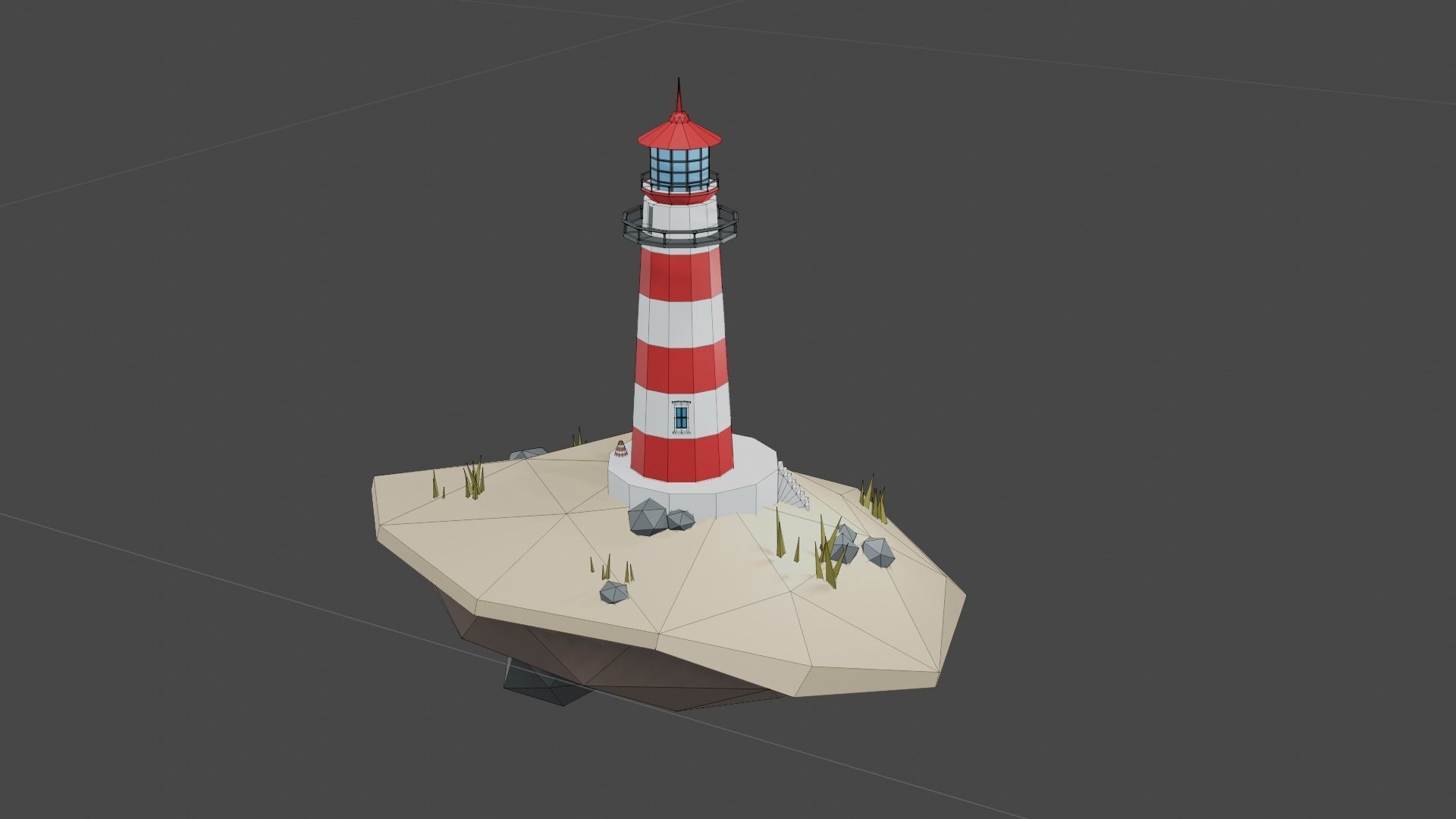 Lighthouse on The Island Free low-poly 3D model_15