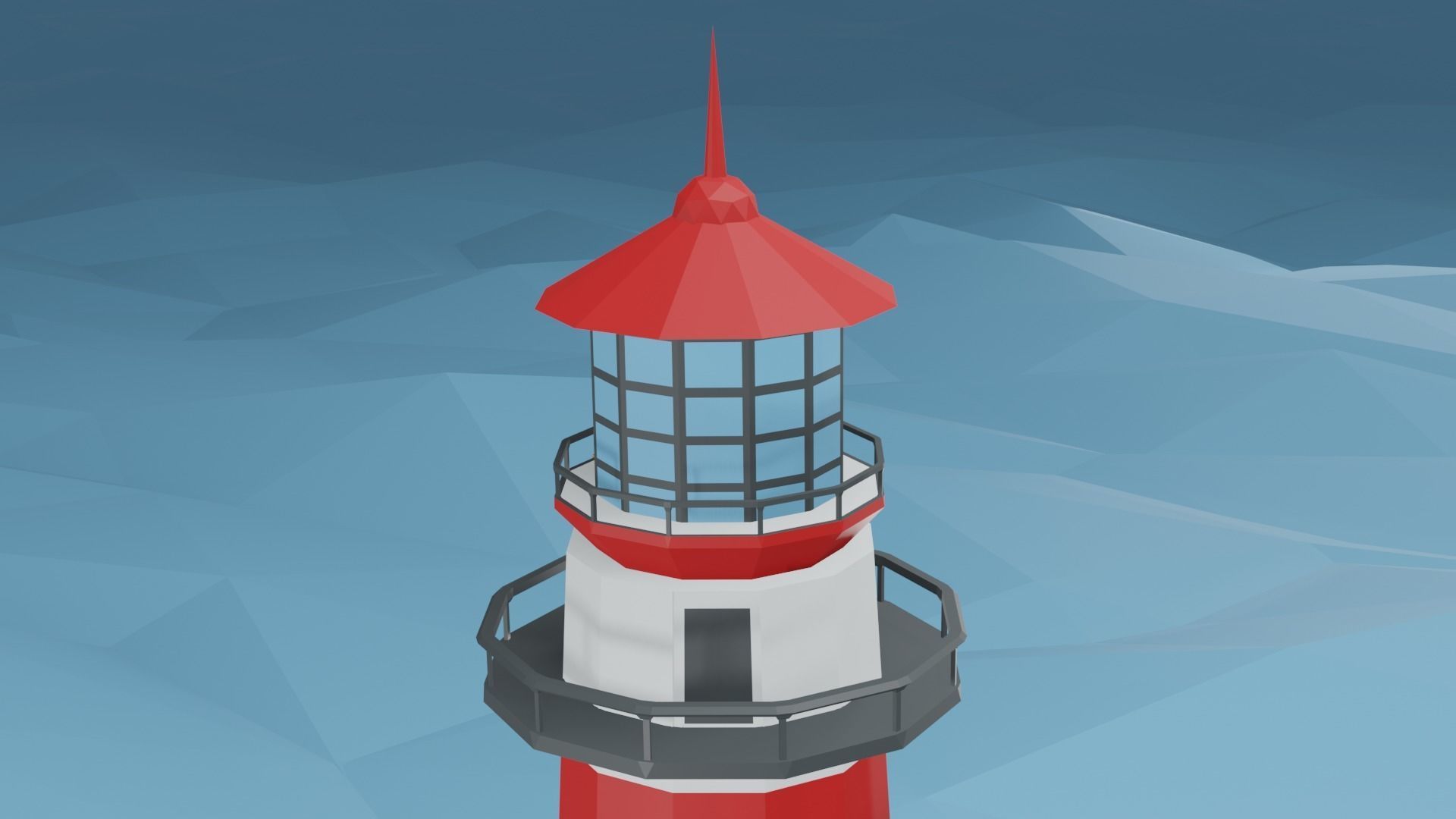 Lighthouse on The Island Free low-poly 3D model_7