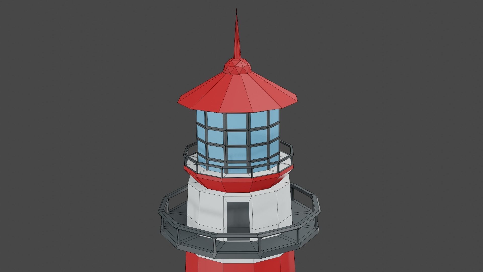 Lighthouse on The Island Free low-poly 3D model_8