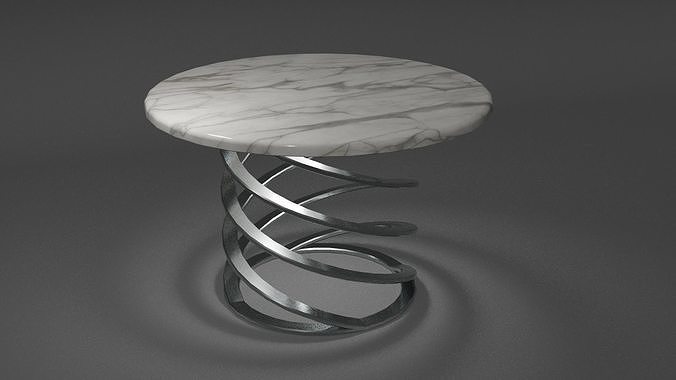 White Marble Table with Spiral Leg Free 3D model