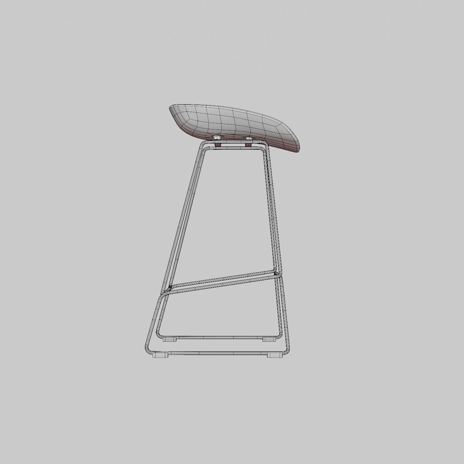 Steel Bar Stool with plastic base Low-poly 3D model_6
