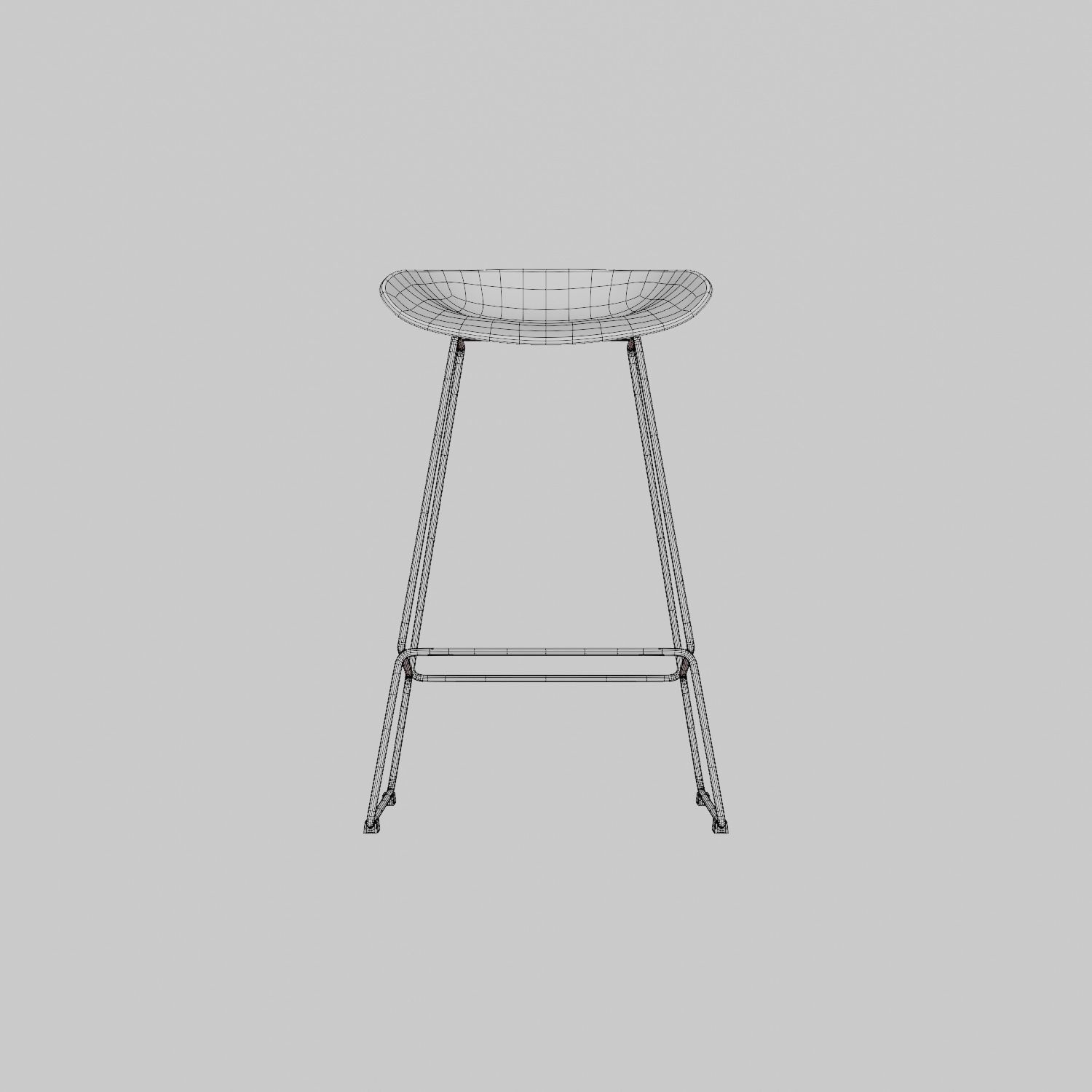 Steel Bar Stool with plastic base Low-poly 3D model_4