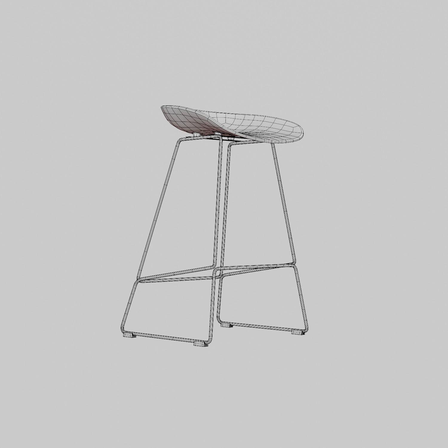 Steel Bar Stool with plastic base Low-poly 3D model_2