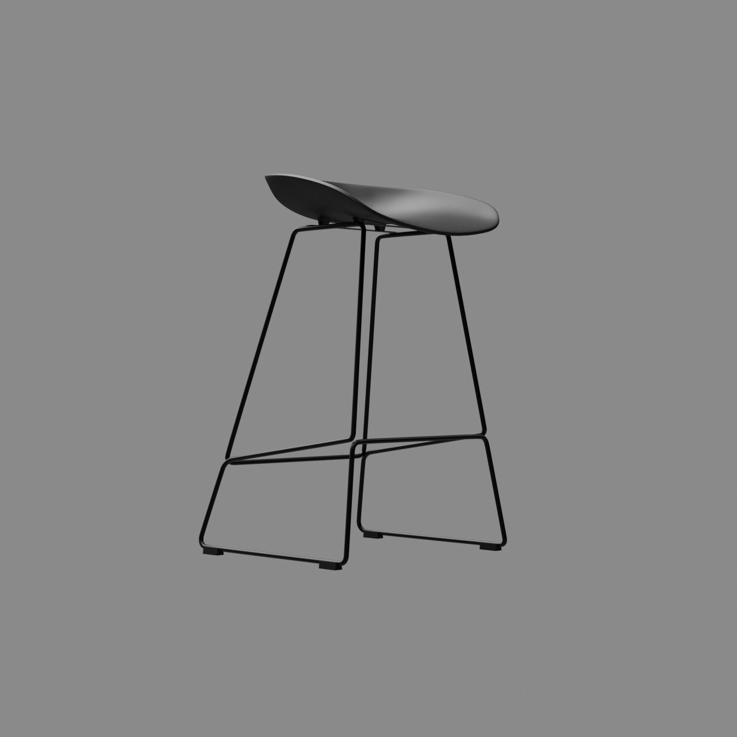 Steel Bar Stool with plastic base Low-poly 3D model_1