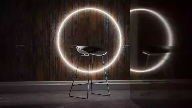 Steel Bar Stool with plastic base Low-poly 3D model
