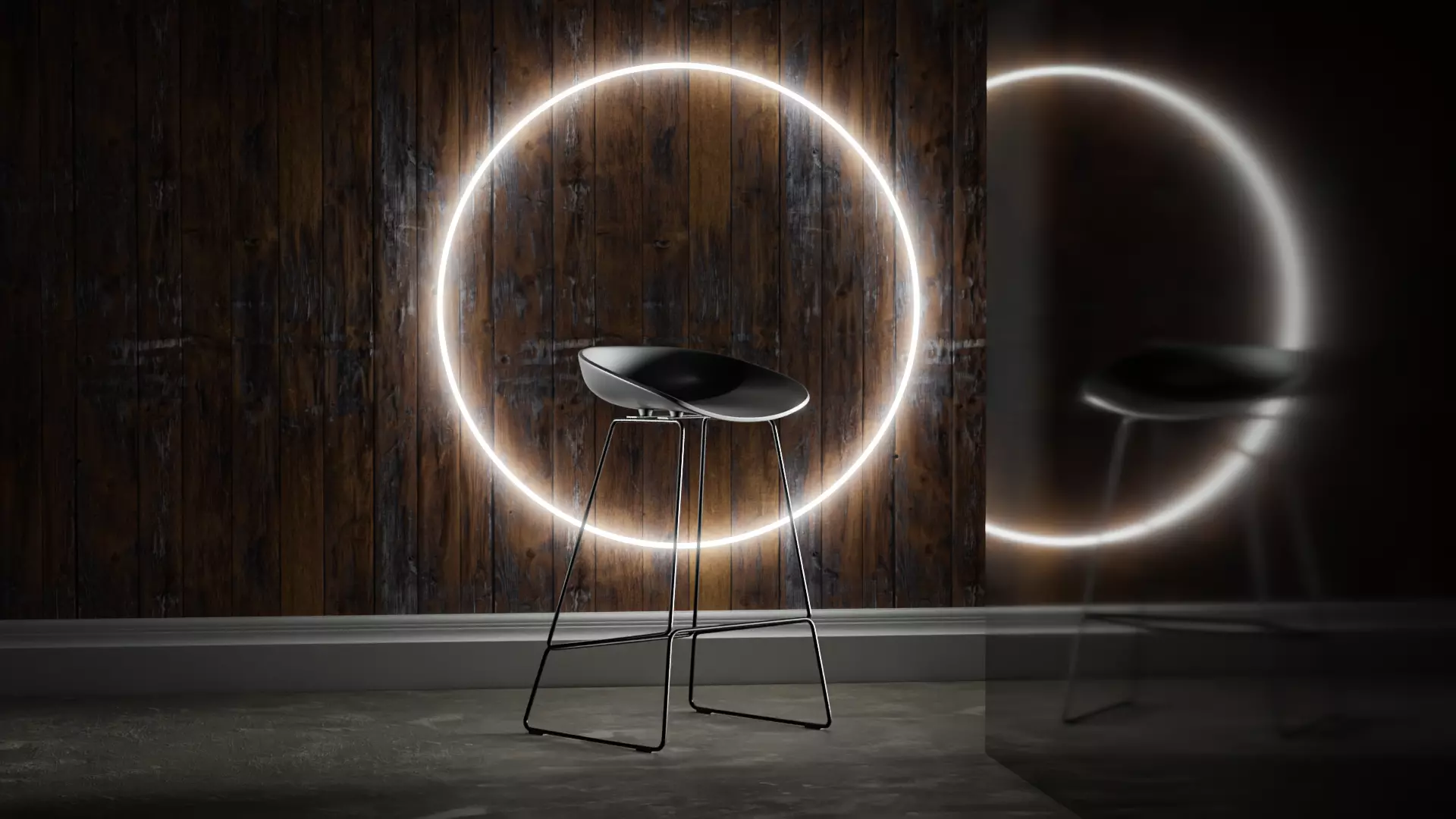 Steel Bar Stool with plastic base Low-poly 3D model_0