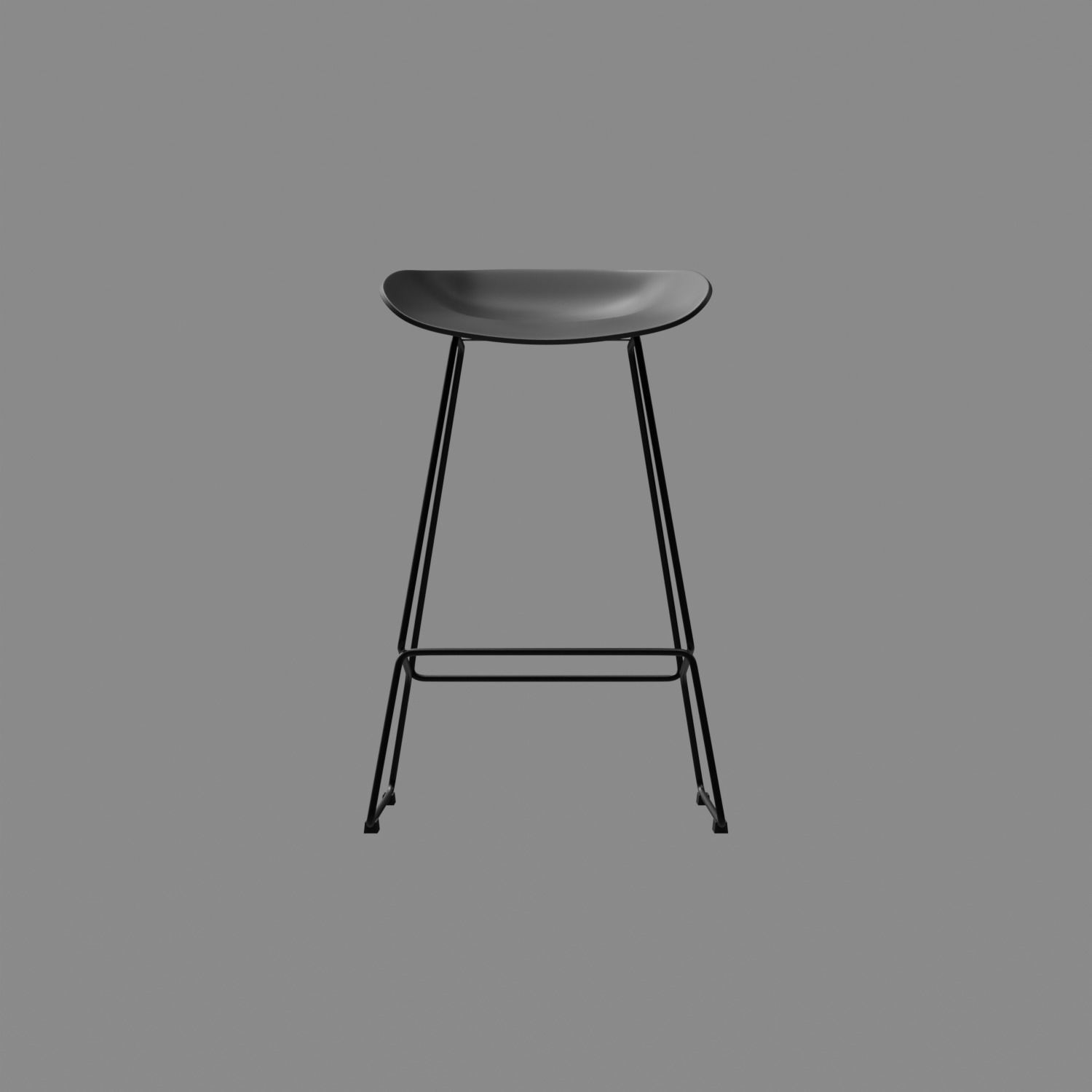 Steel Bar Stool with plastic base Low-poly 3D model_3