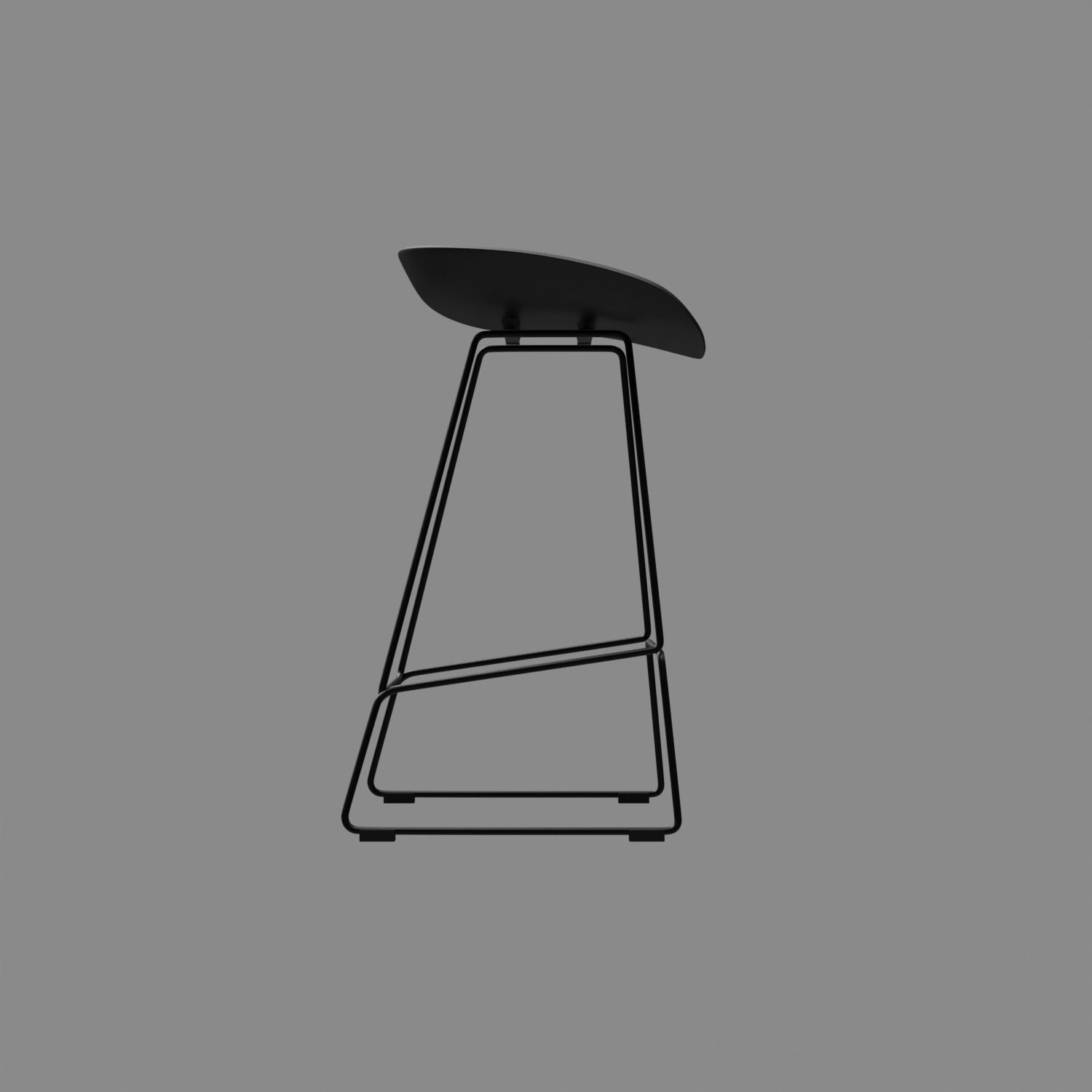 Steel Bar Stool with plastic base Low-poly 3D model_5